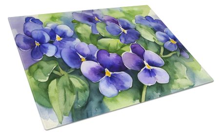 NEW Rhode Island Violets in Watercolor Glass Cutting Board Decorative Tempered Glass Kitchen Cutting and Serving Board Large Size Chopping Board