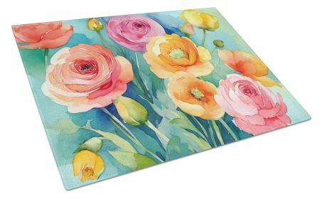 NEW Ranunculus in Watercolor Glass Cutting Board Decorative Tempered Glass Kitchen Cutting and Serving Board Large Size Chopping Board