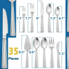 Walchoice 35 Pieces Silverware Set with Serving Set, Stainless Steel Flatware Cutlery Set for 6, Metal Eating Utensils for Home Banquet Buffet