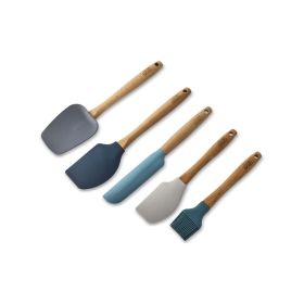 Thyme & Table 5-Piece Silicone Utensil Set with Beechwood Handles