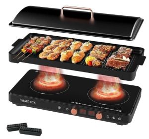 2-in-1 Electric Griddle & Induction Cooktop and 1800W Induction Burner with Removable Griddle Pan Non-stick