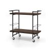 Household Bar Cart with Lockable Wheels and Heavy-Duty Metal Frame