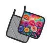 Colorful Carnations Pair of Pot Holders Kitchen Heat Resistant Pot Holders Sets Oven Hot Pads for Cooking Baking BBQ, 7 1/2 x 7 1/2