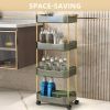 4-Tier Acrylic Rolling Storage Cart, Rolling Utility Cart, Kitchen Cart with Wheels for Bathroom, Living Room, Kithcen