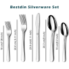 Bestdin Silverware Set for 8, 40 Pieces Stainless Steel Flatware Set, Include Fork Knife Spoon Set, Mirror Polished, Dishwasher Safe