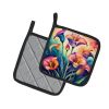 Colorful Calla Lilies Pair of Pot Holders Kitchen Heat Resistant Pot Holders Sets Oven Hot Pads for Cooking Baking BBQ, 7 1/2 x 7 1/2