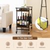 Household Bar Cart with Lockable Wheels and Heavy-Duty Metal Frame