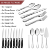 Walchoice 53-Piece Silverware Set with Serving Utensils, Elegant Metal Tableware Plus Steak Knives