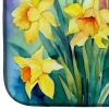 Daffodils in Watercolor Dish Drying Mat Absorbent Dish Drying Mat Pad for Kitchen Counter Dish Drainer Mat for Countertop, 14 x 21", Multicolor