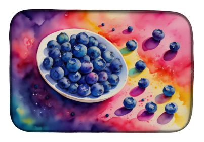 Colorful Blueberries Dish Drying Mat Absorbent Dish Drying Mat Pad for Kitchen Counter Dish Drainer Mat for Countertop, 14 x 21", Multicolor