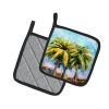 Summer Breezes Palm Tree Pair of Pot Holders Kitchen Heat Resistant Pot Holders Sets Oven Hot Pads for Cooking Baking BBQ, 7 1/2 x 7 1/2