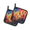 Colorful Gladiolus Pair of Pot Holders Kitchen Heat Resistant Pot Holders Sets Oven Hot Pads for Cooking Baking BBQ, 7 1/2 x 7 1/2