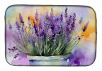 Lavender in Watercolor Dish Drying Mat Absorbent Dish Drying Mat Pad for Kitchen Counter Dish Drainer Mat for Countertop, 14 x 21", Multicolor