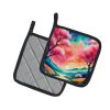 Colorful Cherry Blossoms Pair of Pot Holders Kitchen Heat Resistant Pot Holders Sets Oven Hot Pads for Cooking Baking BBQ, 7 1/2 x 7 1/2