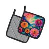 Colorful Dahlias Pair of Pot Holders Kitchen Heat Resistant Pot Holders Sets Oven Hot Pads for Cooking Baking BBQ, 7 1/2 x 7 1/2