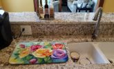 Roses in Watercolor Dish Drying Mat Absorbent Dish Drying Mat Pad for Kitchen Counter Dish Drainer Mat for Countertop, 14 x 21", Multicolor