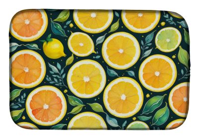 Colorful Lemons Dish Drying Mat Absorbent Dish Drying Mat Pad for Kitchen Counter Dish Drainer Mat for Countertop, 14 x 21", Multicolor