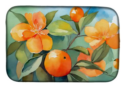 Florida Orange Blossom in Watercolor Dish Drying Mat Absorbent Dish Drying Mat Pad for Kitchen Counter Dish Drainer Mat for Countertop, 14 x 21"