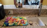 Orchids in Watercolor Dish Drying Mat Absorbent Dish Drying Mat Pad for Kitchen Counter Dish Drainer Mat for Countertop, 14 x 21", Multicolor