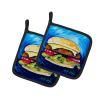 I Want Mine Dressed Hamburger Pair of Pot Holders Kitchen Heat Resistant Pot Holders Sets Oven Hot Pads for Cooking Baking BBQ, 7 1/2 x 7 1/2