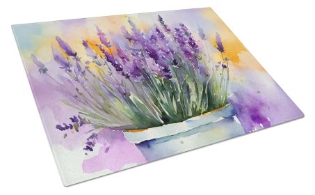 NEW Lavender in Watercolor Glass Cutting Board Decorative Tempered Glass Kitchen Cutting and Serving Board Large Size Chopping Board (Default: Default)