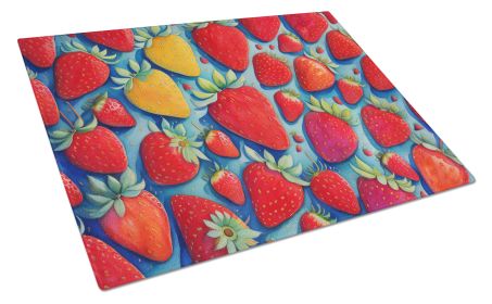 NEW Colorful Strawberries Glass Cutting Board Decorative Tempered Glass Kitchen Cutting and Serving Board Large Size Chopping Board (Default: Default)